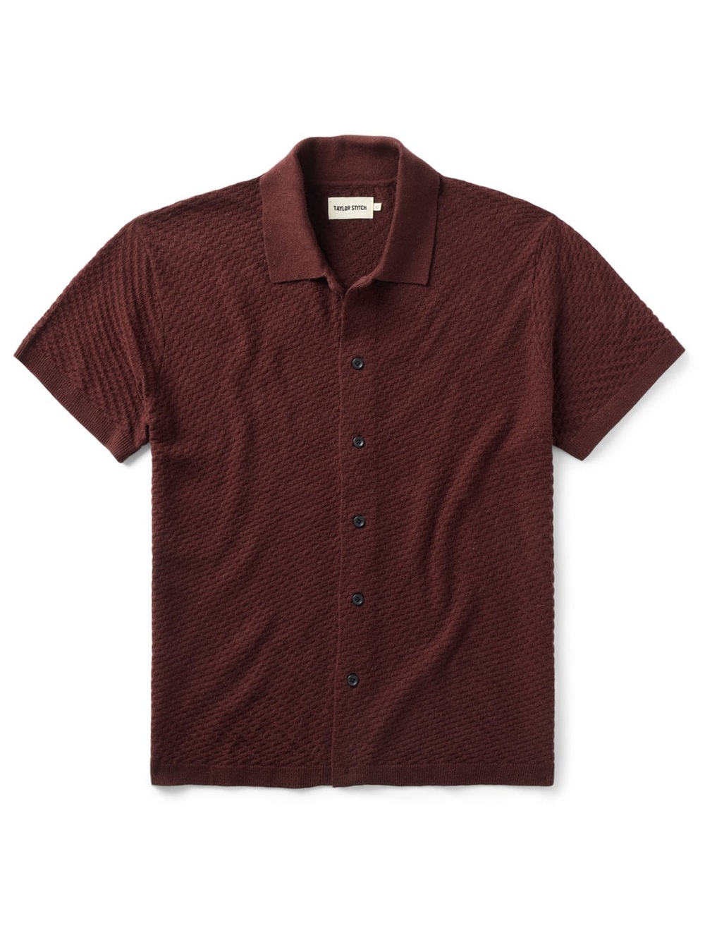 Taylor Stitch Men's Arlo Knit Sweater Polo Burgundy